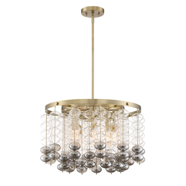 Designers Fountain Villa Rose 8 Light Glam Brushed Gold with Clear And Smoke Glass Drops Shades Chandelier D208C-8CH-BG - main